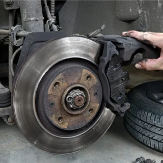 Worn car brake disc